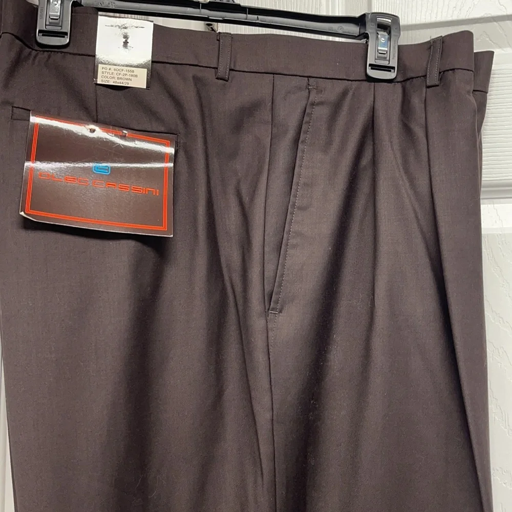 Oleg Cassini New Brown Pleated Dress Pants 48/29